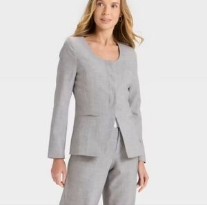 a new day Collarless Blazer - Gray XS